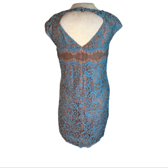 Suzi Chin for Maggy Boutique Lace Stunning Blue Stylish Dress - Picture 4 of 6